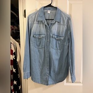 GAP &Denim Light Blue Western Denim Button-Down Shirt